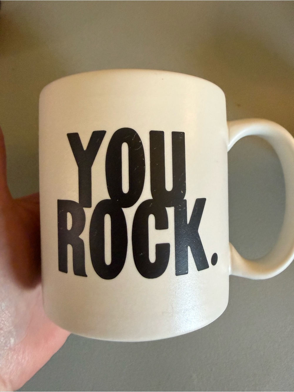 YOU ROCK White Ceramic Mug — Bold Black Lettering